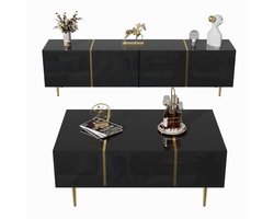 Meubelset - Modern - TV-meubel en Salontafel Set - Stijlvol Hoogglans Design - Hoogglans - Zwart