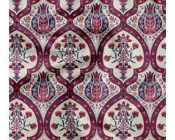 Meubelstof Stof - Print Stof - Meubels Bekleden - Gladde Zachte Afwerking - 142 cm Breed - Paars Etnisch