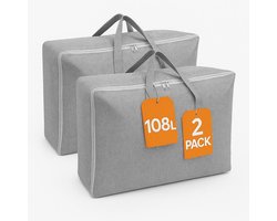 Meubelsvanjoep 2 stuks opbergzak Organizer - Opbergtas en Organiser voor Dekbed en Kleding - Opvouwbaar - Grijs 70 x 50 x 30 CM - Opbergdoos - Opbergbox