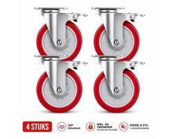 MeubelsvanJoep Zwarelast Zwenkwielen - Set van 4 - Ø 100 mm - wieltjes voor onder meubels - 80 KG per wiel - 4 stuks