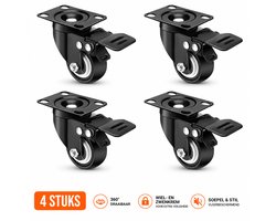 MeubelsvanJoep Zwarelast Zwenkwielen - Set van 4 - Ø 50 mm - wieltjes voor onder meubels - 50 KG per wiel - 4 stuks