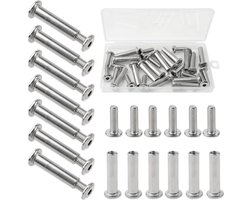 Meubelverbinders - hulsschroeven - M4 x 32-42 mm - meubelschroeven - kastverbinder - verbindingsschroeven voor meubels - kasten - houten planken - 30 stuks