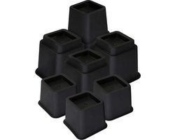 Meubelverhoger Set - Verstelbare Poten - 8 stuks - Zwart - 3 verschillende hoogtes: 10 cm, 15 cm of 22,5 cm