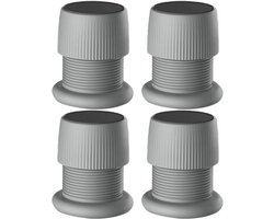 Meubelverhogers - 4 Stuks - Verstelbare liften - Bedverhogers - ABS - Tafelverhoging - 5.5*5.5*6.3cm - Vloerbescherming - Antislip en Schokdempend - Voor Bedframe, Tafel, Bureau, Bankpoot, Stoel - Grijs