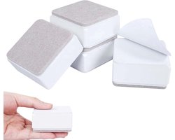 Meubelverhogers, 4 stuks zelfklevende meubelpoten, 6 cm lang, voor banken en kasten, draagvermogen tot 500 kg, verhoogt 3 cm voor kantoorkasten, vierkant, wit
