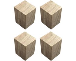 Meubelverhogers - Meubelpootjes - Meubels Verhogen - Massief Hout - 8 cm Hoog - Houtkleur