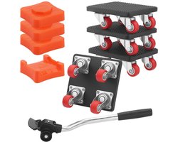 Meubelverhuisrollenset - inclusief 4 meubelrollen en een hefmechanisme - 360 graden zwenkwielen - Draagvermogen van 500 kg - Geschikt voor het verplaatsen van zware meubels.