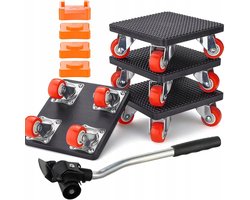 Meubelverhuisset Met Wielen - Meubelroller - 4 Delige Set - 500 kg - Met Wrikstang - Transporthulp - 360° Zwenkwielen - Antislip - Meubelverplaatser - Voor Het Verplaatsen Van Zware Meubels