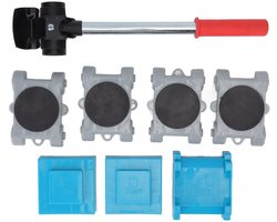Meubelverhuizer Set - 8PCS Meubeltransportset - Duurzaam en Antislip - Hefboomprincipe - 360 Graden Rotatie Wielen - Inclusief 4 Rollen en 1 Handgreep