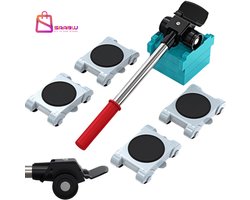 Meubelverplaatser Set met Hefboom en 4 Wielen – 150kg Draagvermogen – Meubellifter – meubelroller – 73385