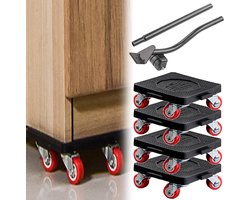 Meubelverplaatsingskit, 6-Stuks Meubelverplaatser met 360° Draaibare Wieltjes en Meubellifter, Meubellifter Set voor Verplaatsing van Zware Meubels, Koelkasten en Banken