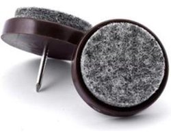 Meubelvilt met spijker | 16 stuks | Bruin | Ø1.7cm | Stof | Rond | Meubelonderzetters | Viltjes | Vilt voor meubels | FSW-Products