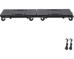 Meubelwagen, Draagvermogen 500 Lbs Per Stuk, Draagbare Transportwielen met 4 Heavy-Duty Wielen, Kleine Platte Wagen Met Vergrendelingsmechanisme voor Zware Meubels, 2-Pak, Zwart