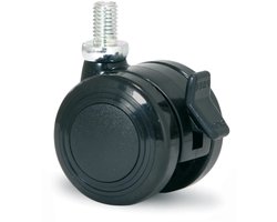 Meubelwiel 40mm PU dubbel soft bout M8 geremd