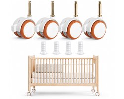 Meubelwielen - 4 stuks - bedwielen Reservewielen - Rubberen Zwenkwielen met rem - Silent Caster - Meubelroller - Babybed - Babybedje - wielen voor babybedje met wielen - zwenkwielen voor bijzettafel - meubelwielen - stille witte rubberen wielen