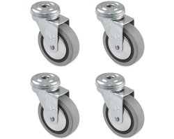 Meubelwielen 40 mm - rubber grijs - zonder rem - voor ladekasten en nachtkastjes - 4 stuks - m-winkel