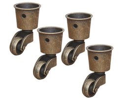 Meubelwielen - Messing - Draaibaar - 4 Stuks - Voor Banken En Tafels