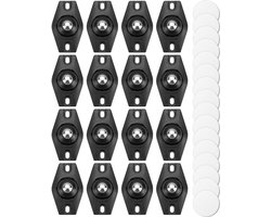 Meubelwielen - Zwenkwielen - meubelwielen kogel - 16 stuks - kleine meubelwielen - zelfklevende meubelrollen - mini-kogelwielen - kogelwielen - kogelwielen zelfklevend - Universele - Lijmkralen - Zwart