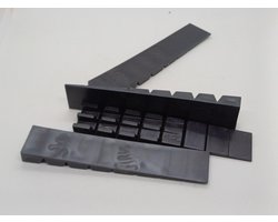 MEUBELWIG - STELWIG - WIG - ZWART - 4 STUKS - 100 MM X 20 MM - 1 T/M 8 MM INSTELBAAR - KUNSTSTOF - MAKKELIJK AFBREEKBAAR VOOR DE JUISTE HOOGTE.