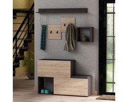 Meubilair - Halkast Antraciet Eik Melamine Gecoate Deeltjesbord - Afmetingen 120x40x78cm - Ideaal voor Halopslag