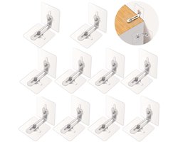 Meubilair muurankers - 10 stuks - Zelfklevende Anti - Kantelbeveiligingsmeubels - Tip Veiligheidsmetalen Beugel - Geen Boor - Voor het Bevestigen van Boekenkastkastkast Dressoir - Preventie van Vallend Meubilair