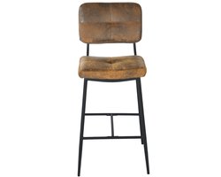 MEUBLE COSY Barstoel - Set van 6 - Vintage Bruin - Kruk - met rugleuning＆stabiel stalen frame - Dik gevoerde Kunstleder
