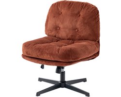 MEUBLE COSY-Woonkamer Kaptafel Stoel-Ligfunctie-360 ​​Graden Draaibaar-voor Slaapkamer Kantoor Gekruiste Poten-met Dikke Rugleuning-Zonder Armleuningen Wielen-in Rode Corduroy