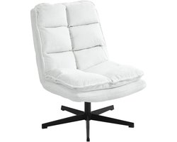 MEUBLES COSY-360° draaibare loungestoel-met opklapbare rugleuning-dikke stoffen bekleding-wit-65x79,5x85cm