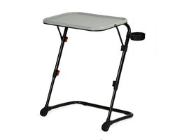 MEUBLES COSY BASELINE Laptoptafel opvouwbaar – Bijzettafel verstelbaar in hoogte met kantelbaar blad en bekerhouder – Banktafel – Grijs