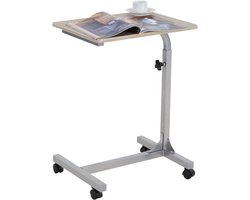 MEUBLES COSY Bijzettafel op wieltjes- Hoogte Verstelbare-20kg Draagkracht- Eik-48x37x79 cm(L x B x H）-Bedtafeltje op Wieltjes-Laptoptafel- Bijzettafel -Nachtkastje- Laptop Tafel -Laptoptafel op Wielen- Bijzettafel Bank- Industrieel