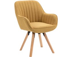 MEUBLES COSY CARSONARM Fauteuil Scandinavisch – Draaibaar 360° – Geel Gemêleerde Bamboestof