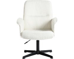MEUBLES COSY Draaifauteuil - Zachte Teddy Bouclé Bekleding - Microfiber Stof - Moderne Look - Ergonomische Bureaustoel - Roomwit