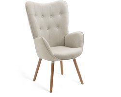 MEUBLES COSY Fauteuil-Relaxstoel -Met kussen -Beige-Roomwit-Microfiber Stof-Woonkamerstoelen