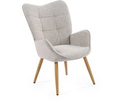 MEUBLES COSY Fauteuil - Scandinave Medium rug Stof Comfortabele zit Metalen poten met houtlook - Grijs