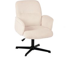 MEUBLES COSY Relaxfauteuil – Brede corduroy stof Draaibaar Verstelbare hoogte Armleuningen metalen voet - Beige