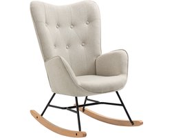 MEUBLES COSY Schommelstoel-Naturel / Beige-66x84x97cm-Schommelstoelen babykamer - Relaxstoel - Fauteuil - Voedingsstoel - Met kussen -in Moderne Look-Microfiber Stof