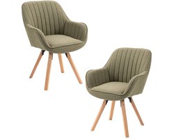 Meubles Cosy – Set van 2 draaibare eetkamerstoelen Stoffen zitting – 360° draaifunctie – Groen