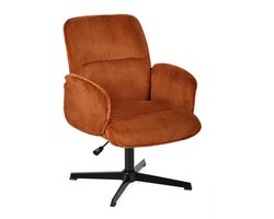 MEUBLES COSY THOMASINACORDL relaxfauteuil – brede corduroy stof, baksteenrood zitting, draaibaar, verstelbare hoogte, armleuningen, zwarte metalen voet