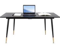 MEUBLES COSY WHALEN Bureau Uitschuifbaar – Industrieel Design,Stabiel, Uitschuifbaar – Zwart