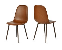 Meubls Cosy Eetkamerstoel - Set of 2 PU-leer Industrieel Design Metalen Poten - Bruin