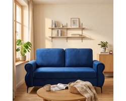 MEUNIQ 2-zits bank 173,5 cm met afneembare hoezen, hoge metalen poten, ergonomische zithoogte en compacte vorm voor de woonkamer in blauw