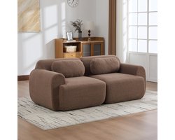 MEUNIQ 2-zits bank 189 x 91 x 71 cm, modulaire compressiebank van stof in camel, zonder montage, voor woonkamer en dagelijks gebruik