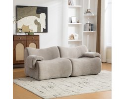 MEUNIQ 2-zits bank 199 cm, modulaire chenille zitbank in grijs, zonder montage, zachte loungebank voor woonkamer en andere ruimtes