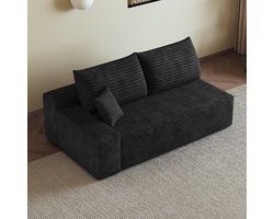 MEUNIQ 2-zits bank met chaise longue links, modulair sofa in corduroy-stof, zonder montage, voor woonkamer - zwart