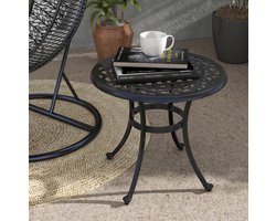 MEUNIQ balkontafel rond 60 x 60 x 53 cm met verstelbare poten, vintage loungetafel voor balkon, terras of tuin, zwart