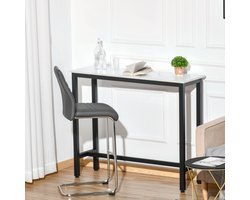 MEUNIQ Bartafel 120 x 40 x 100 cm met marmerlook tafelblad, stalen frame en verstelbare voetjes, statafel voor keuken, eetkamer, hal of woonkamer, wit en zwart