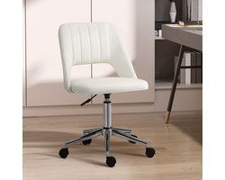 MEUNIQ Bureaustoel beige 49 x 60 x 79-91 cm hoogteverstelbaar en draaibaar met wielen, zonder armleuningen, ergonomische stoel voor bureau, woonkamer of thuiskantoor