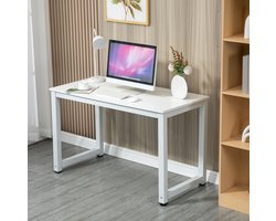 MEUNIQ Computerbureau 120 x 60 x 74 cm met MDF-blad en metalen onderstel, wit bureau voor werkkamer, thuiskantoor en dagelijks computergebruik