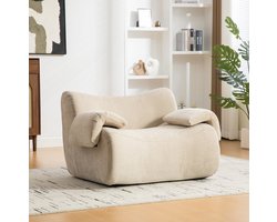 MEUNIQ Eenpersoons bank 120 x 92,5 x 73,5 cm in chenille, compact en zonder montage, voor woonkamer of slaapkamer in beige