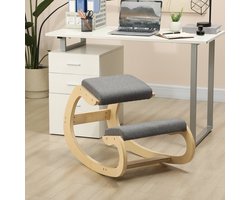 MEUNIQ ergonomische kniestoel schommelend 54,5 x 85 x 54 cm zonder armleuningen voor home office en meditatie, bureaustoel alternatief met grijze zitting